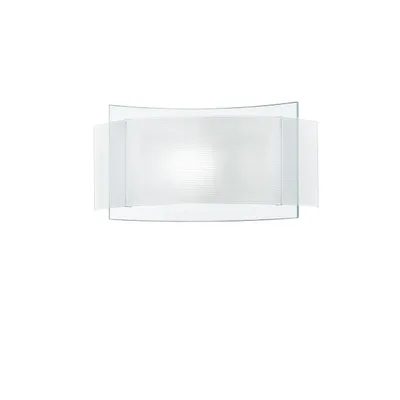 Applique con doppio vetro curvato bianco, 1 luce E27, 33x16.5cm