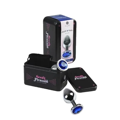 Premium plug anale Medium gioiello blu confezione regalo Secret Pleasure