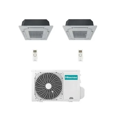 Climatizzatore Condizionatore Hisense Dual Split Inverter A Cassetta 12+12 Con 2AMW52U4RXC R-32 12000+12000 WI-FI Optional Con Telecomando e Pannello Incluso A++/A+