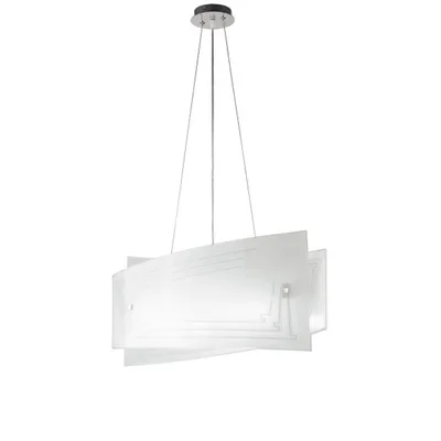 Lampadario a sospensione in vetro bianco, con decoro graniglia, 4 luci E27,  60x130cm