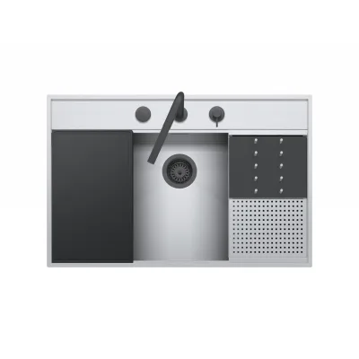 Barazza Lavello una vasca FLEXI KIT 1LFX91NK finitura inox satinato da 86x56 cm Con kit accessori e miscelatore