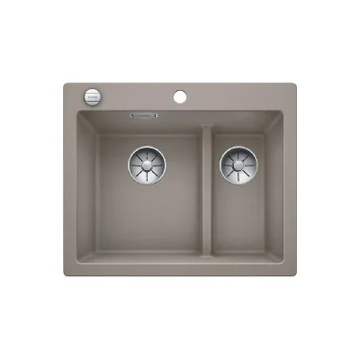 Blanco Lavello una vasca SX con vaschetta PLEON 6 Split 1521696 finitura tartufo da 61.5x51 cm - Sopratop