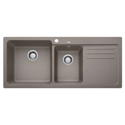 Blanco | Lavello una vasca con gocciolatoio dx NAYA 8 S 1519660 finitura tartufo da 116x50 cm - Sopratop