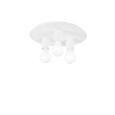 Plafoniera minimalista in metallo bianco, 3 luci E27, 30x8.6cm