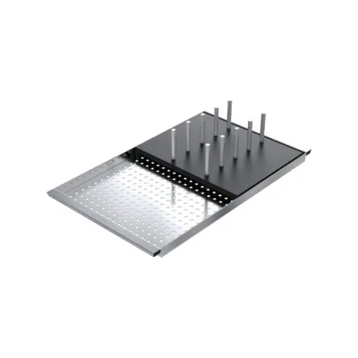 Barazza Coprivasca forato 1CIFX finitura inox con scolapiatti HPL nero da 25x43 cm