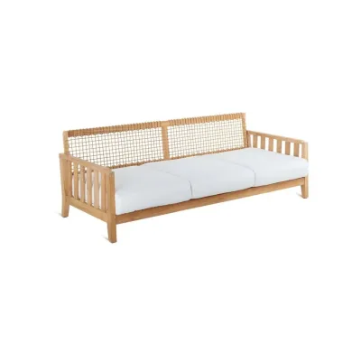 Unopiù Divano 3 posti SYNTHESIS in teak e fibra sintetica WaProLace da 210 cm - Con o senza cuscino - IN PROMOZIONE FINO AL 6/07