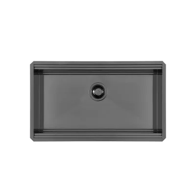 Foster Lavello una vasca 1034 856 finitura acciaio PVD gun metal da 79x46.6 cm - IN PROMOZIONE FINO AL 30/06