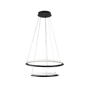 Lampada a sospensione LED nera doppio cerchio in metallo, 31W, CCT, 150x60cm
