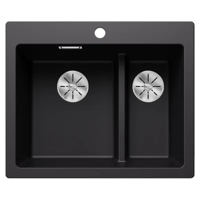 Blanco Lavello a una vasca con vaschetta PLEON 6 SPLIT Total Black 2525955 finitura nero da 61x51 cm - Sopratop