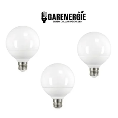 kit 3pz lampada bulbo globo led g95 15w e27 bianco caldo 3000k