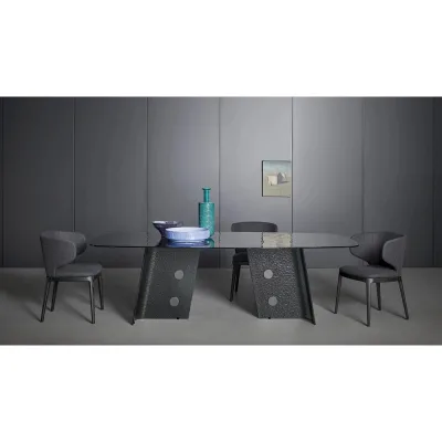 Bonaldo Tavolo fisso Botón con struttura in metallo e piano in vetro da 200x110 cm