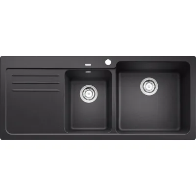 Blanco Lavello una vasca con gocciolatoio sx NAYA 8 S 1525779 finitura antracite da 116x50 cm - Sopratop