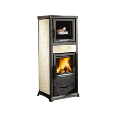 La Nordica Stufa a legna con forno ROSSELLA PLUS FORNO.165 CERAMICA 3009902 finitura liberty panna