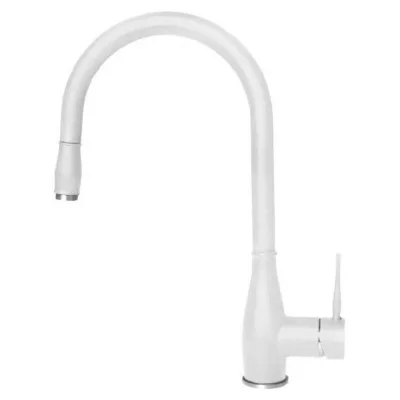 Elleci Miscelatore monocomando con canna girevole e doccetta estraibile NEVA MGKNEV68 finitura G68 bianco