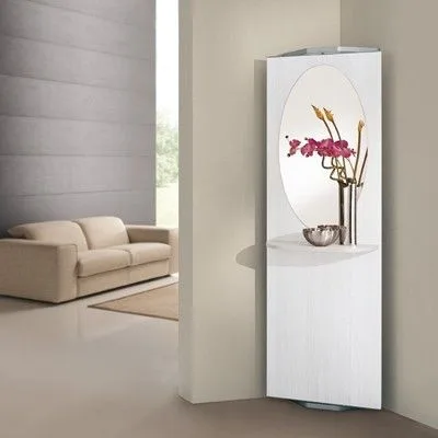Maconi Composizione pannello girevole T01 con specchio e mensola in finitura noce canaletto