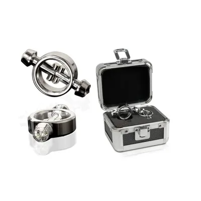 Morsetti pinzette per capezzoli Pipedream magnetici in elegante cofanetto