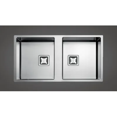 Fulgor Lavello filo e semifilo a due vasche P2B 8545 Q F-SF finitura acciaio inox da 85.5x45 cm