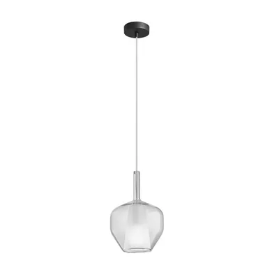 Sospensione in vetro trasparente, lampadina E27, 20x234cm