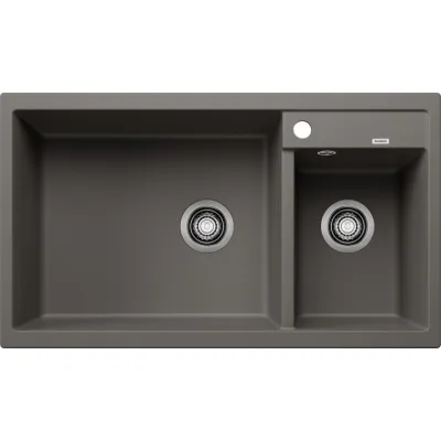 Blanco Lavello due vasche con gocciolatoio METRA 9 1527304 finitura grigio vulcano da 86x50 cm - Sopratop