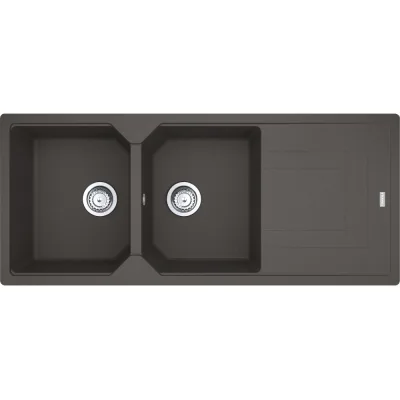 Franke: Lavello due vasche con gocciolatoio Urban Incasso UBG 621 114.0714.190 finitura grigio ardesia da 116x50 cm