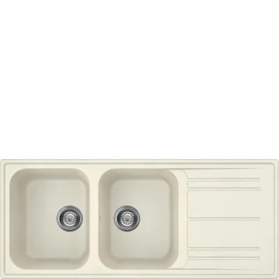 Smeg Lavello due vasche con gocciolatoio LZ116P finitura panna da 116 cm - IN PROMOZIONE FINO AL 30/06