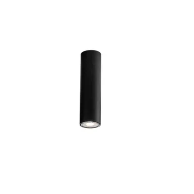 Plafoniera a sospensione cilindrica in metallo nero, lampadina GU10, 5.5x20cm
