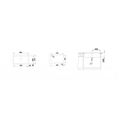 PRONTA CONSEGNA - Blanco | Lavello una vasca NAYA XL 9 1527133 finitura soft white da 86x51 cm - Sopratop