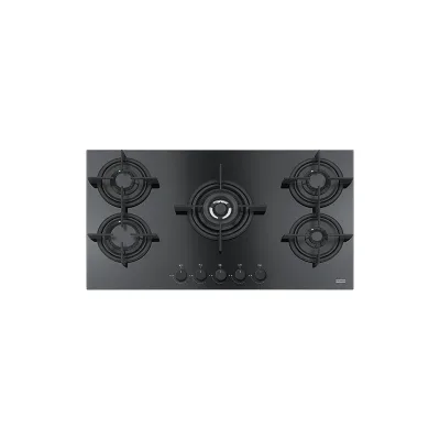 Franke: Piano cottura a gas Mythos FHCR 905 4G TC HE BK C 106.0374.288 finitura cristallo nero da 88 cm