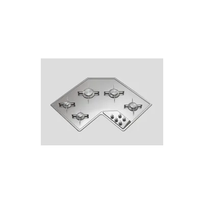 Alpes Piano cottura ad angolo semifilo a gas F 583/5G in acciaio inox da 83.5x83.5 cm