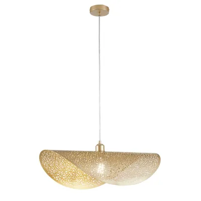 Lampadario a sospensione a vela singola in metallo oro, lampadina E27, 60x150cm