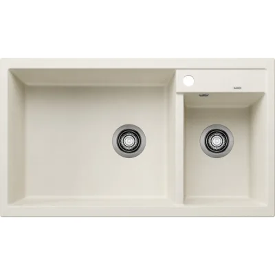 Blanco | Lavello due vasche con gocciolatoio METRA 9 1527121 finitura soft white da 86x50 cm - Sopratop