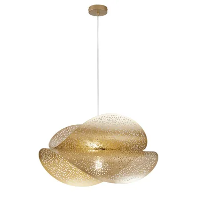 Lampadario a sospensione a doppia vela in metallo oro, lampadina E27, 60x150cm