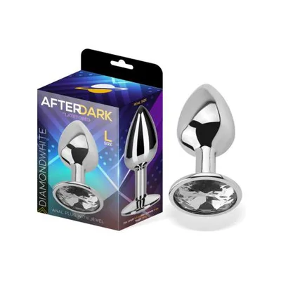 Plug anale AfterDark Diamond White L alluminio gemma trasparente 9,5 cm unisex