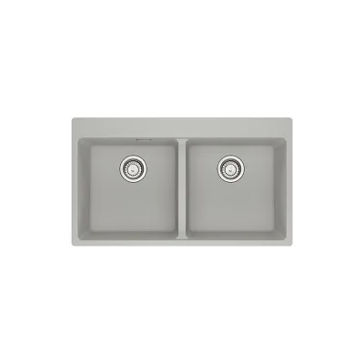 Franke: Lavello due vasche Vasche Sopratop Centro MRG 620-39-39 FTL 114.0666.365 finitura fragranite alluminio da 86x50 cm