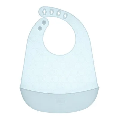 Chicco easy roll bib bavaglino in silicone con tasca azzurro