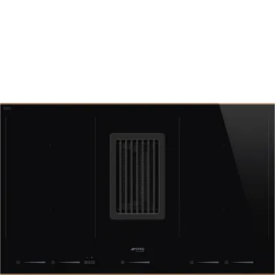 Smeg S Piano cottura a induzione con cappa integrata HOBD682R1 in vetroceramica nero e bordo rame da 80 cm - IN PROMOZIONE FINO AL 6/07