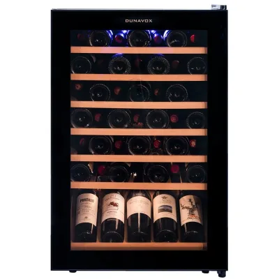 Dunavox Cantina vino a libera installazione Home-48 DXFH-48.130 finitura full glass nero da 54 cm