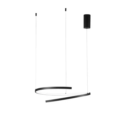 Lampada a sospensione LED nera moderna in metallo, 38W, CCT, 150x60cm