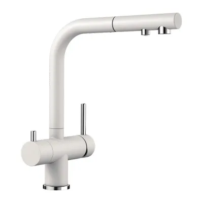 PRONTA CONSEGNA - Blanco | Miscelatore a 3 vie doppio comando con doccetta estraibile FONTAS-S II 1525204 finitura bianco