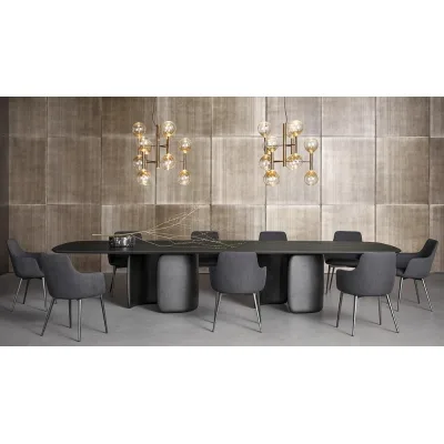 Bonaldo Tavolo fisso Mellow con struttura in poliuretano e piano in legno da 400x140 cm