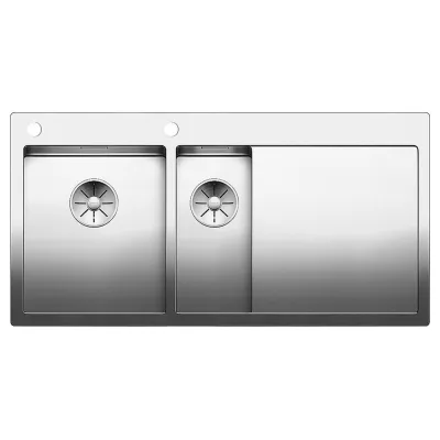 Blanco Lavello una vasca con vaschetta e gocciolatoio dx CLARON 6 S-IF 1514002 in acciaio inox da 100x51 cm - Sopratop/Filotop