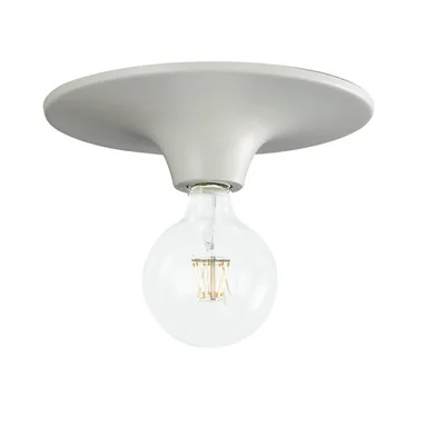 Plafoniera essenziale in metallo bianco, lampadina E27, 18x8cm