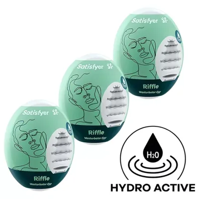 Satisfyer Masturbator Eggs Riffle Set 3 Uova TPE Hydro Active Uomo Verde
