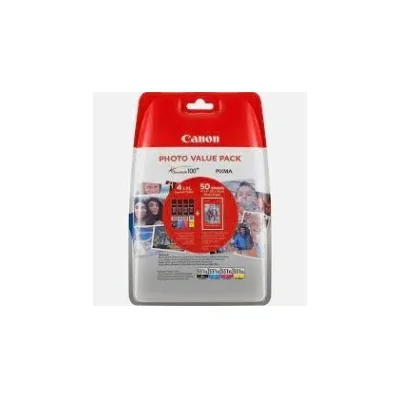 MULTIPACK CARTUCCIA ORIGINALE CANON PIXMA 6443B006 IP7250 MG5450 XL CLI-551 XL 4 COLORI + 50 FOGLI CARTA FOTOGRAFICA