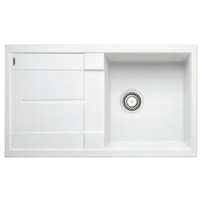 Blanco Lavello una vasca con gocciolatoio METRA 5 S 1513205 finitura bianco da 86x50 cm - Sopratop