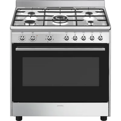 Smeg Cucina CX90GM con forno ventilato e piano cottura gas finitura acciaio inox da 90x60 cm
