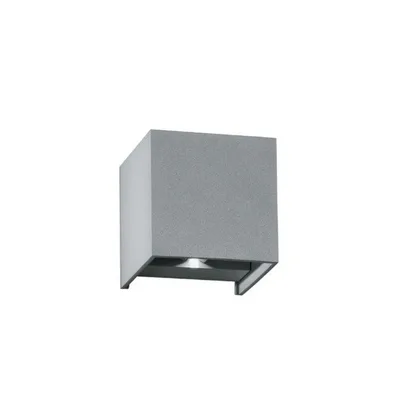 Applique da esterno grigia cubica in alluminio, luce doppia emissione, CCT, 2 LED 5W, 10x10cm