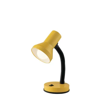 Lampada da tavolo gialla in metallo, braccio flessibile, 1 luce E27, 14.5x34.5cm
