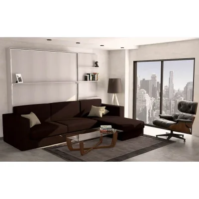 SmartBeds Letto a una piazza e mezza a scomparsa GHOST + CHAISE LONGUE M ad apertura verticale con divano da 262 cm