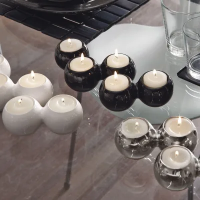 Adriani & Rossi Porta candele a palline in ceramica smaltata lucida